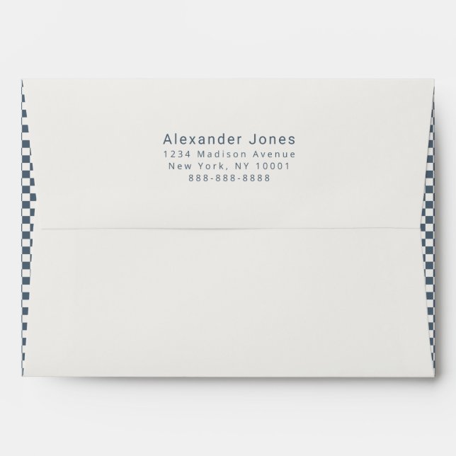 Elegant Slate Blue Check Pattern Business Envelope (Back (Top Flap))