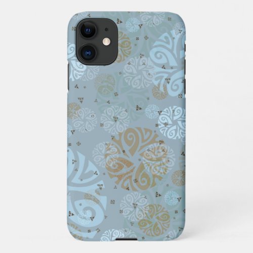 Elegant Slate Blue Ethnic Decorative Motif iPhone 11 Case