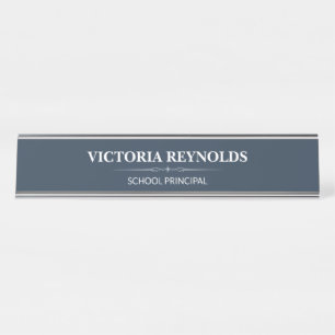 Elegant Slate Blue School Principal Desk Name Plate
