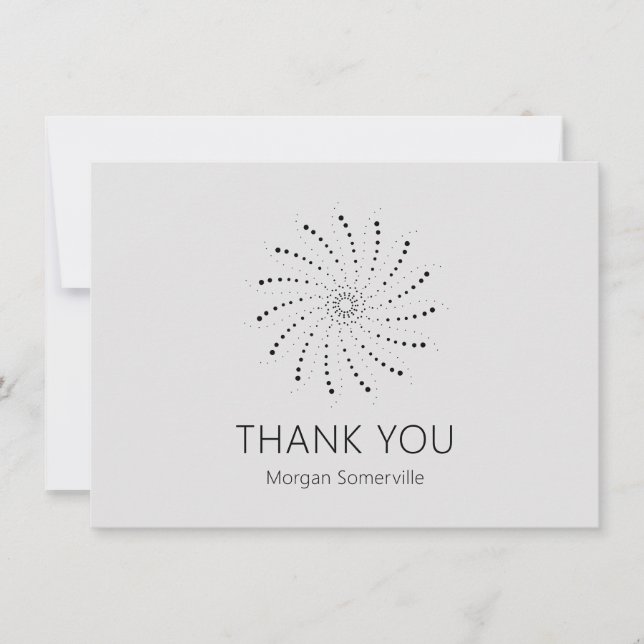 Elegant Slate Gray Abstract Flower Modern Thank You Card (Front)