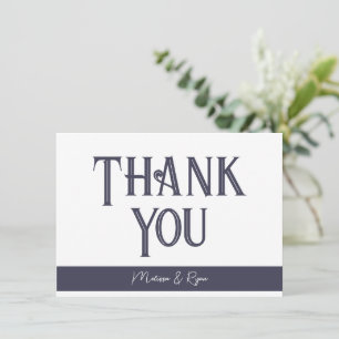 Elegant Slate Grey Retro Font Signature Thank You Note Card