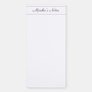 Elegant Slate Grey Script Blush Pink Border Magnetic Notepad