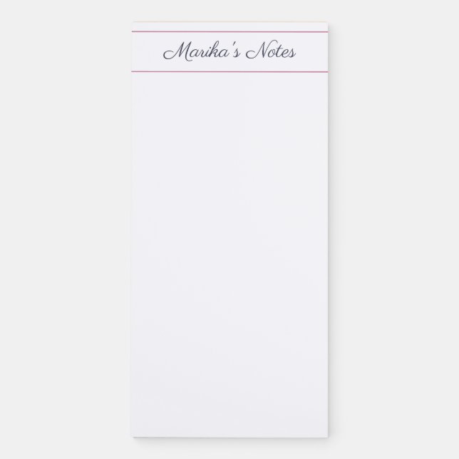 Elegant Slate Grey Script Blush Pink Border Magnetic Notepad (Front)