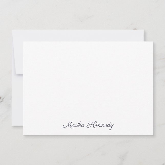 Elegant Slate Grey Script Diamond Signature Note Card (Front)