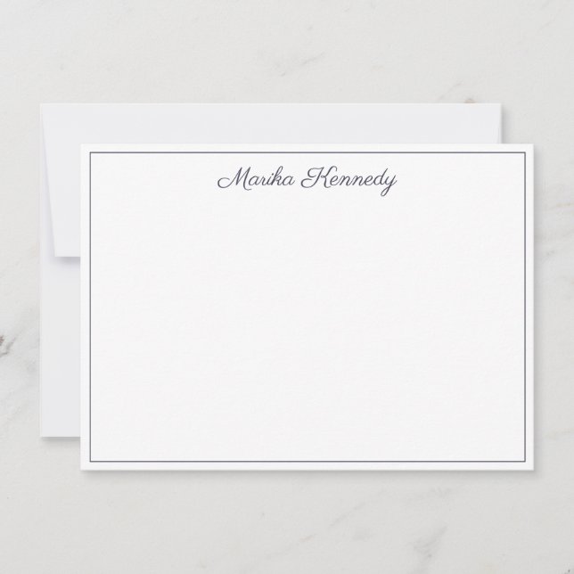 Elegant Slate Grey Script Diamond Signature Note Card (Front)