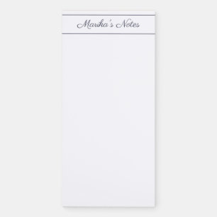 Elegant Slate Grey Script Signature Magnetic Notepad