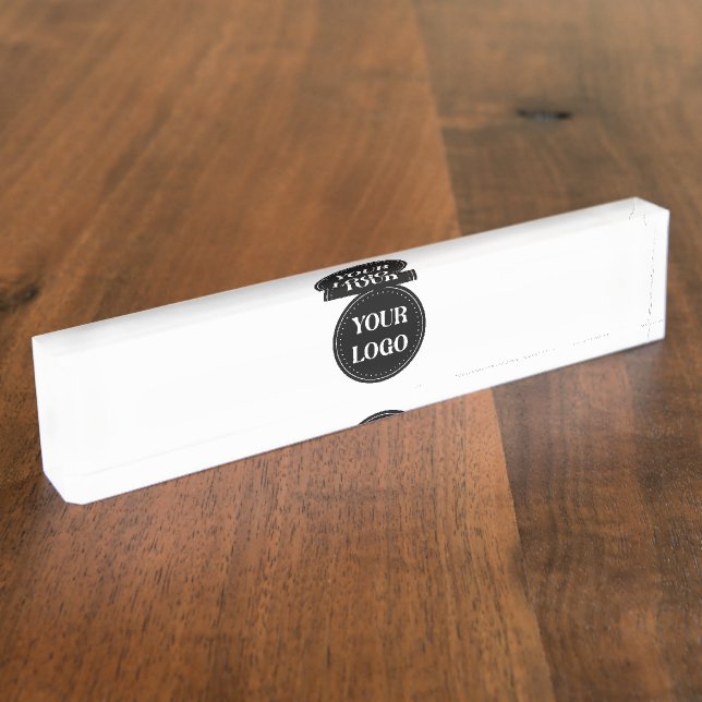 Elegant & Sleek Black QR Code Desk Name Plate (Side)
