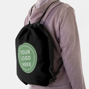 Elegant & Sleek Black QR Code Drawstring Bag