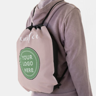 Elegant & Sleek Black QR Code Drawstring Bag
