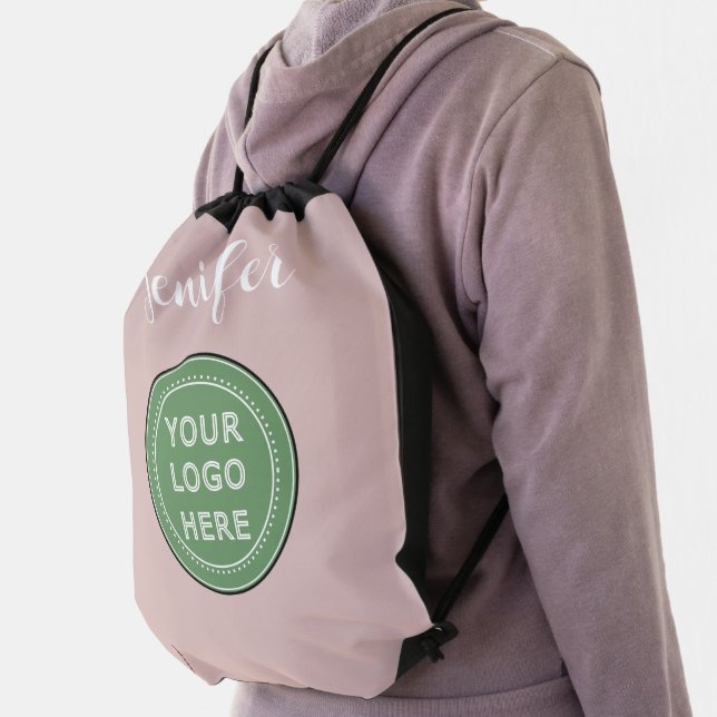 Elegant & Sleek Black QR Code Drawstring Bag (Insitu)