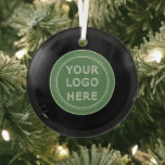 Elegant & Sleek Black QR Code Glass Ornament<br><div class="desc">This design is accessible to all. Feel free to customize the logo,  images,  tStylish Black QR Code Design | Elegant Brandext,  and colors according to your preferences. Thank you very much.</div>