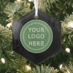 Elegant & Sleek Black QR Code Glass Ornament<br><div class="desc">This design is accessible to all. Feel free to customize the logo,  images,  tStylish Black QR Code Design | Elegant Brandext,  and colors according to your preferences. Thank you very much.</div>