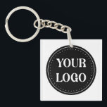 Elegant & Sleek Black QR Code Keychain<br><div class="desc">This design is accessible to all. Feel free to customize the logo,  images,  tStylish Black QR Code Design | Elegant Brandext,  and colors according to your preferences. Thank you very much.</div>