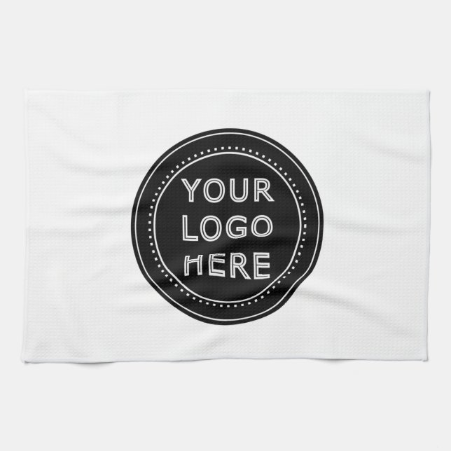 Elegant & Sleek Black QR Code Kitchen Towel (Horizontal)