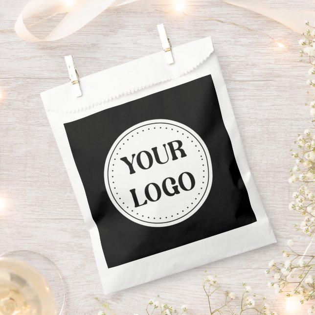 Elegant & Sleek Black QR Code Logo Design Favor Bag (Clipped)