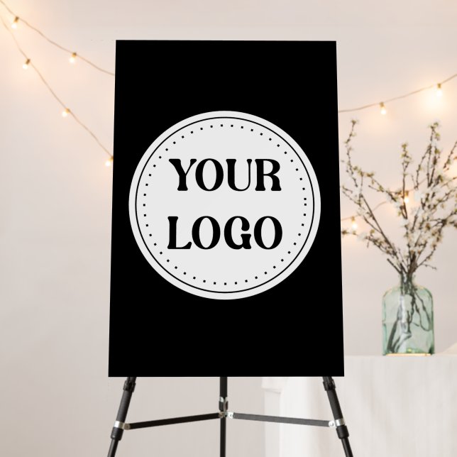 Elegant & Sleek Black QR Code Logo Design Foam Board (In Situ (Stand))