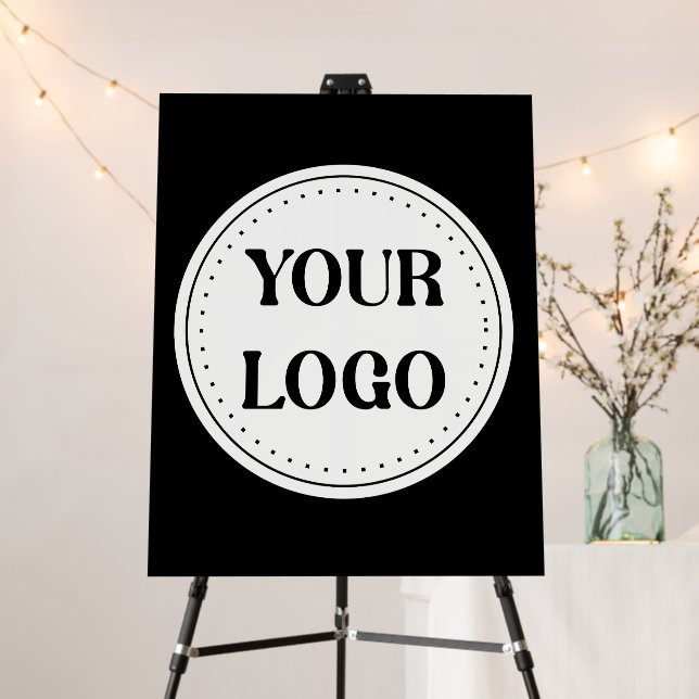 Elegant & Sleek Black QR Code Logo Design Foam Board (In Situ (Stand))