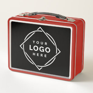 Elegant & Sleek Black QR Code Metal Lunch Box