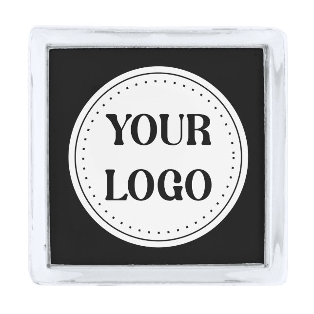 Elegant & Sleek Black QR Code Silver Finish Lapel Pin (Front)