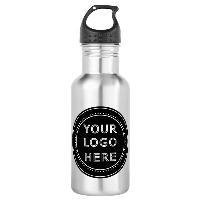 Elegant & Sleek Black QR Code Stainless Steel Water Bottle (Front)