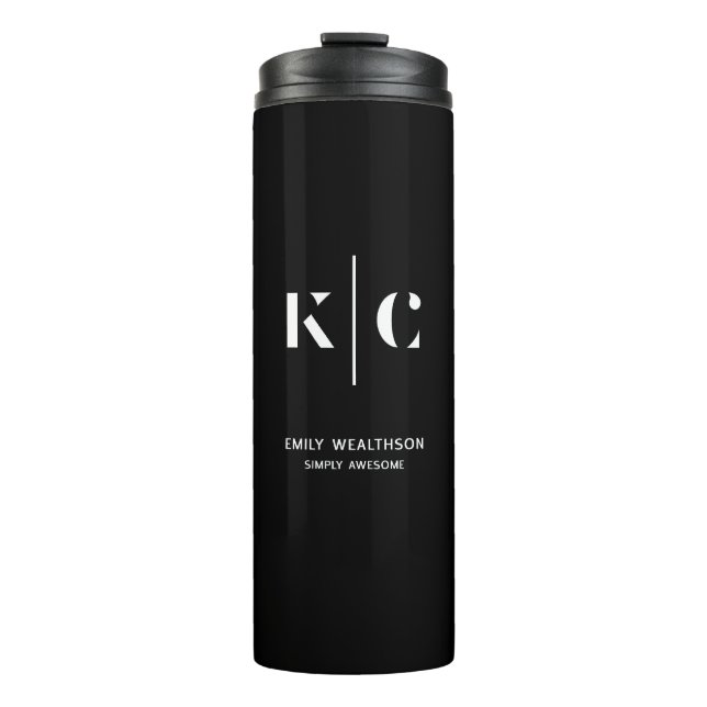 Elegant & Sleek Black QR Code Thermal Tumbler (Front)