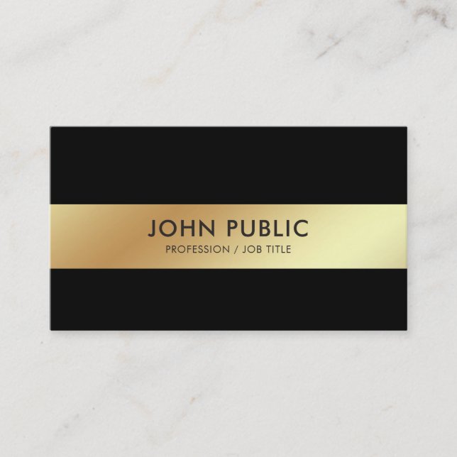 Elegant Sleek Chic Corporate Modern Gold Look Business Card (Front)