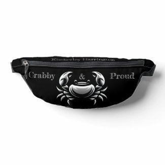 Elegant, Sleek Crab Logo 'Crabby & Proud' Black Fanny Pack