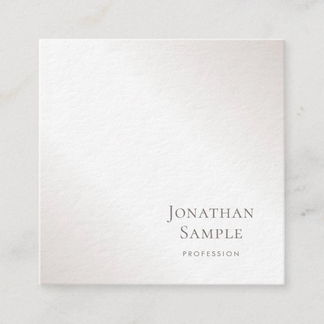 Elegant Sleek Design Modern Faux Silver Plain Luxe Square Business Card (Front)