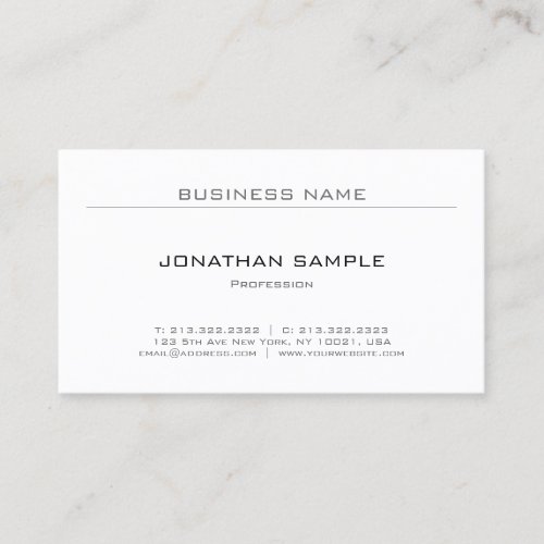 Elegant Sleek Design Modern Plain Professional Business Card