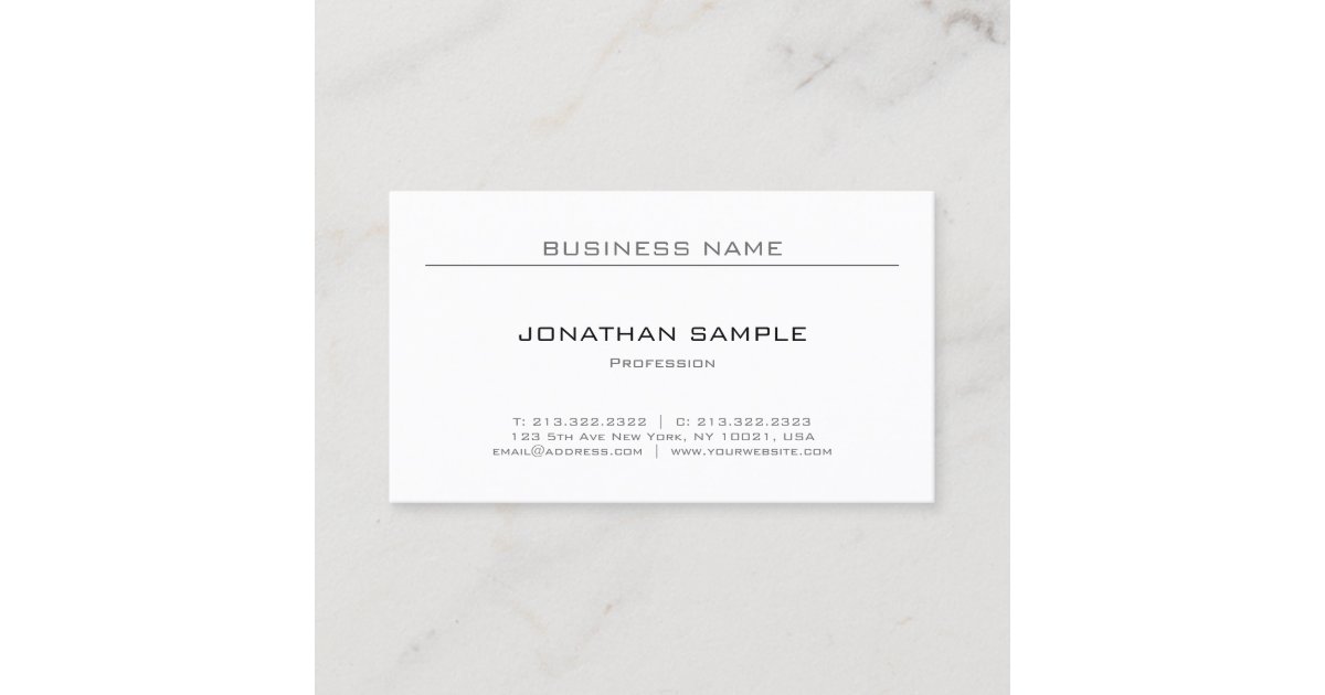Elegant Sleek Design Modern Plain Professional Business Card | Zazzle