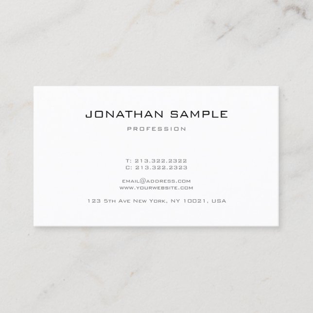 Elegant Sleek Design Modern Plain Professional Business Card (Front)