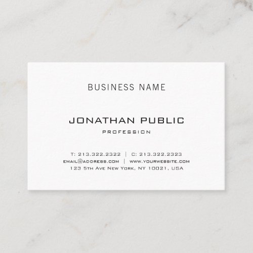 Elegant Sleek Design Modern Professional Plain Business Card