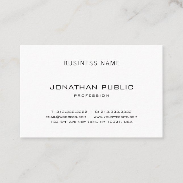 Elegant Sleek Design Modern Professional Plain Business Card (Front)