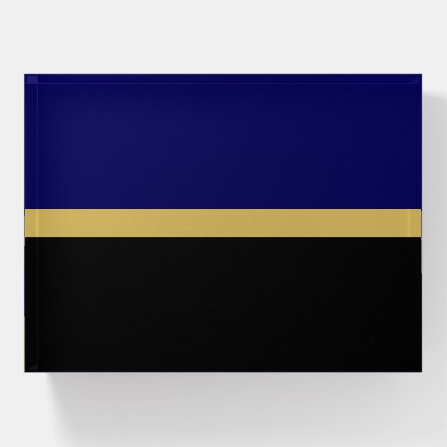 Elegant Sleek Gold Black Navy Blue Color Block Paperweight