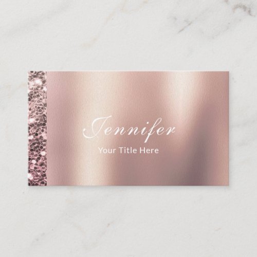 Elegant Sleek Metallic Foil Rose Gold Glitter Business Card