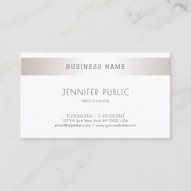Elegant Sleek Modern Design Trendy Silver Plain Business Card (Front)
