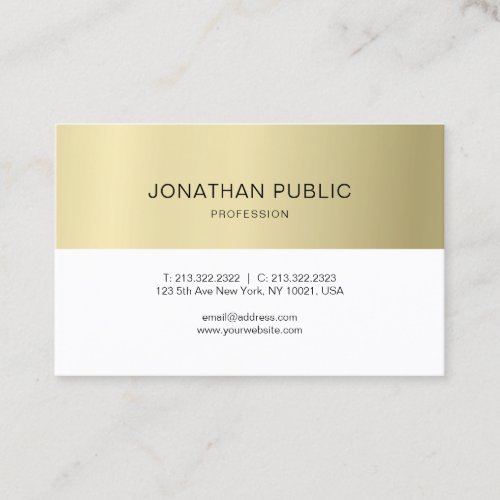 Elegant Sleek Plain Gold Look Luxury Modern Design Business Card