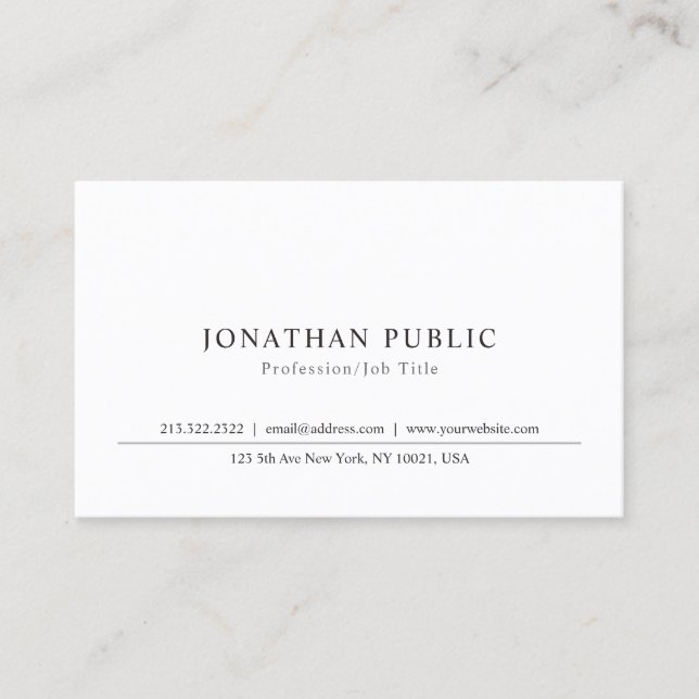 Elegant Sleek Plain Professional Classic Design Business Card (Front)