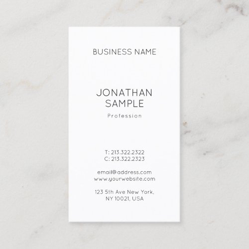 Elegant Sleek Professional Design Modern Plain Business Card
