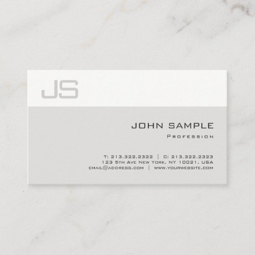 Elegant Sleek Professional Unique Monogram Plain Business Card