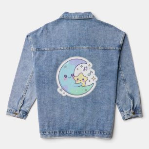 Elegant Sleeping Moon & Stars Women's Denim Jacket