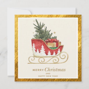 Elegant Sleigh Corporate Merry Christmas Holiday Card