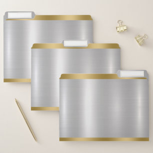 Elegant Slick Silver & Gold Metallic Texture  File Folder