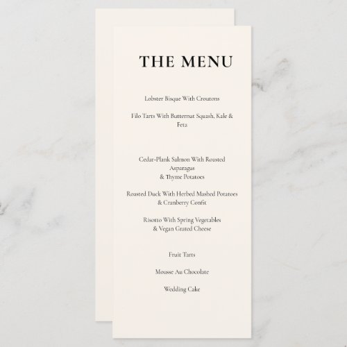 Elegant Slim Vintage Citrus Fruit Wedding Menu