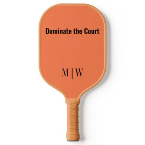 Elegant Slogan Coral & Black | Modern Monogram Pickleball Paddle