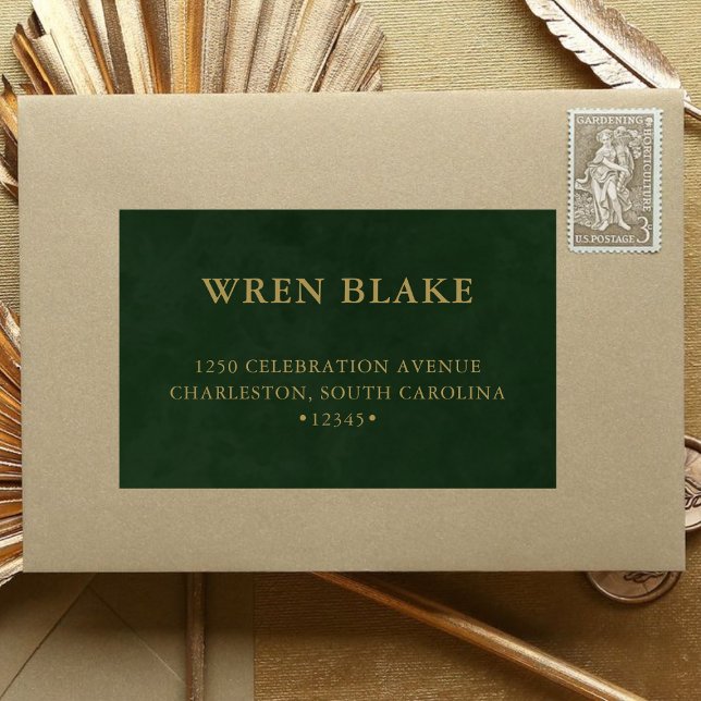 Elegant Small Business Dark Green & Gold Shipping Label (Creator Uploaded)