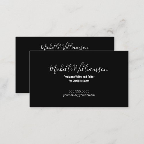 Elegant Small Business Owner 2 Sided Black White Business Card
