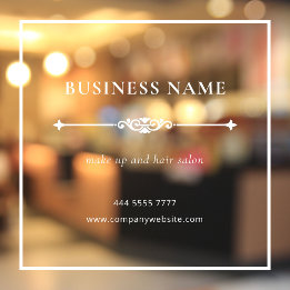 Elegant Small Business Salon Name White Frame Window Cling