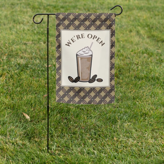 Elegant small business we're open garden flag (In SItu)