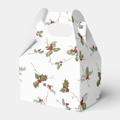 Elegant Small Christmas Holly on White Background Favor Boxes